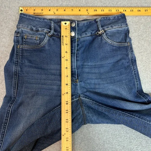 Horze Denim Riding Breeches Blue Jeans Full Seat Grip Equestrian Pants Womens 28 - Picture 10 of 14